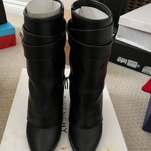 Givenchy shark boots black leather with gold hardware. Great condition size 37